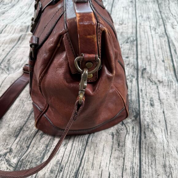 Fossil Lineage Framed Doctor/Lawyer Gladstone Bag – Cognac Brown Genuine Leather - Picture 5 of 16